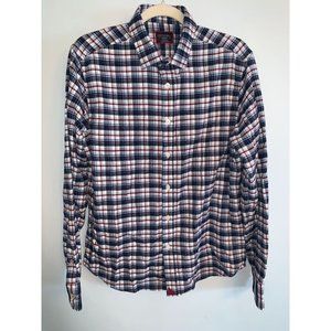 Untuckit Mens Kaesler Flannel Button Up Shirt Size M Slim Fit Blue Red Plaid